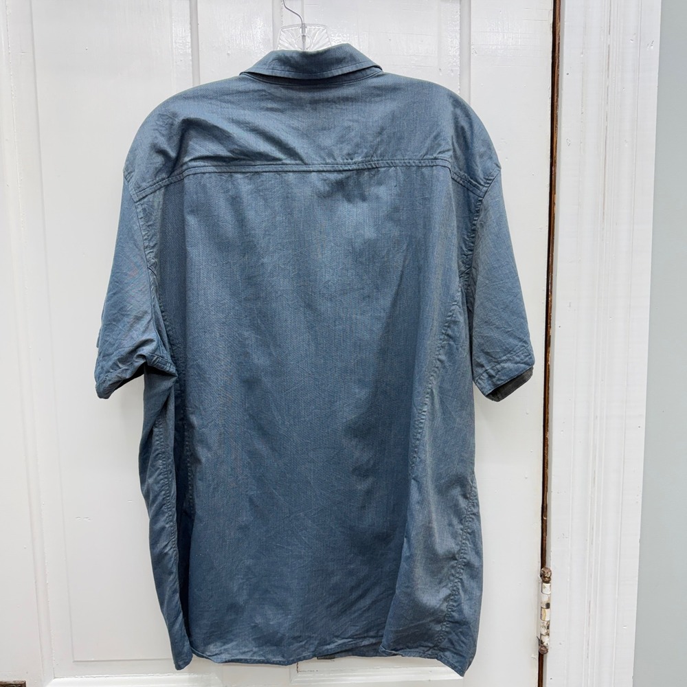 Kuhl navy‎ blue iridescent short sleeve button down shirt men's xl - Picture 4 of 5